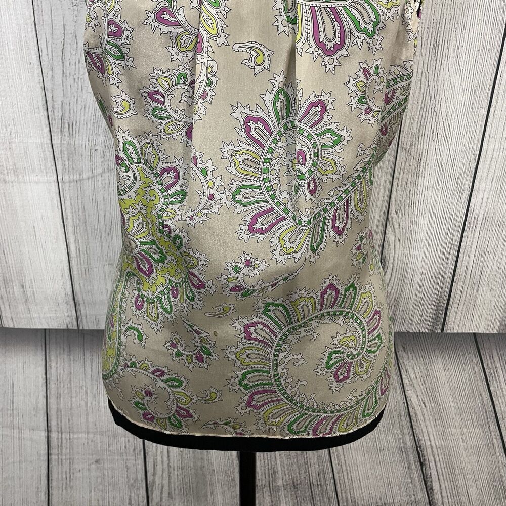 Anthropologie Leifnotes Women's Size 2 Multicolor Paisley Silk Lattice Trim Top - Picture 3 of 9